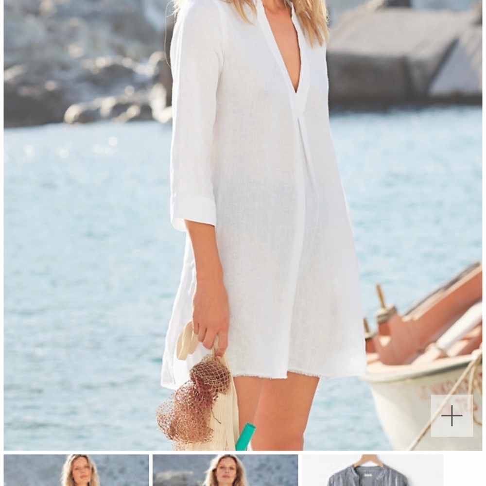 NWOT Garnet Hill 100% linen white beach dress size small